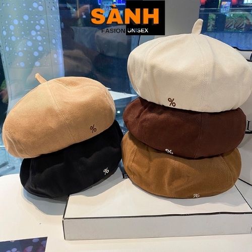 Mũ Nồi Retro Thêu Hình % Nón Beret Chất Kaki Thời Trang Form Unisex Nam Nữ N04