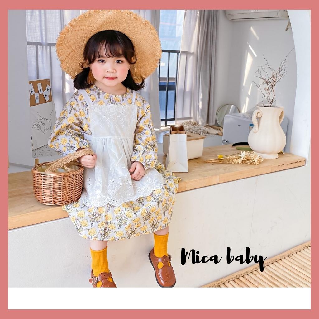 Mũ cói vành rộng đi biển thắt dây ren đáng yêu cho bé Mica Baby MH107