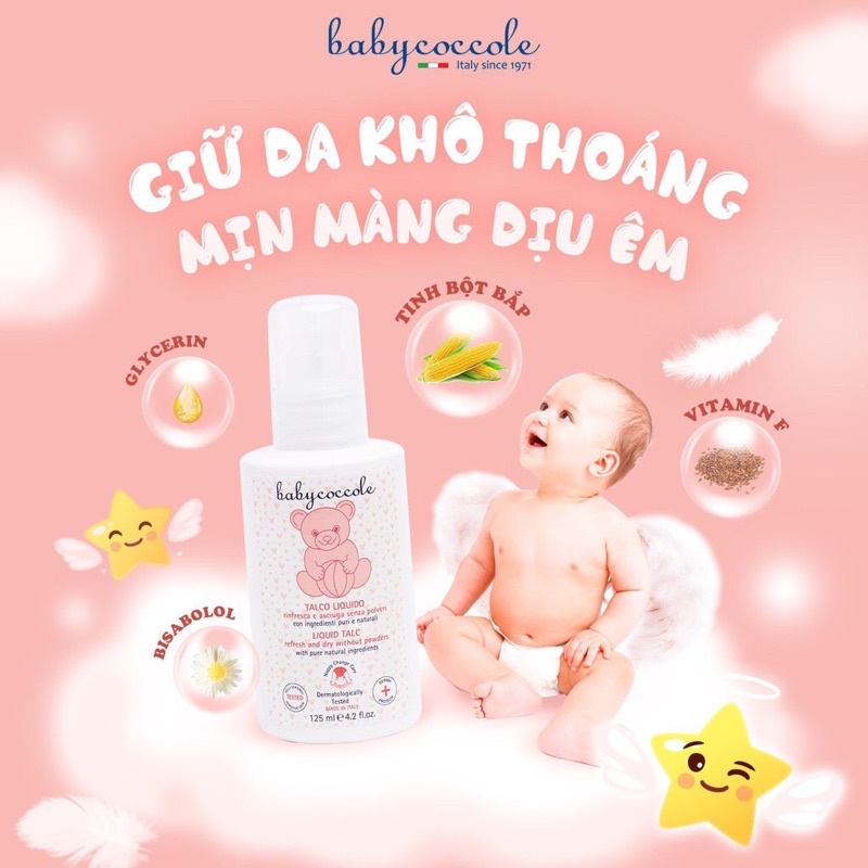 Phấn rôm nước Babycoccole 0m+ chiết xuất từ tinh bột bắp  125ml