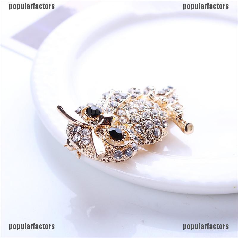 Ghim cài áo hình chim cú đính đá dễ thương