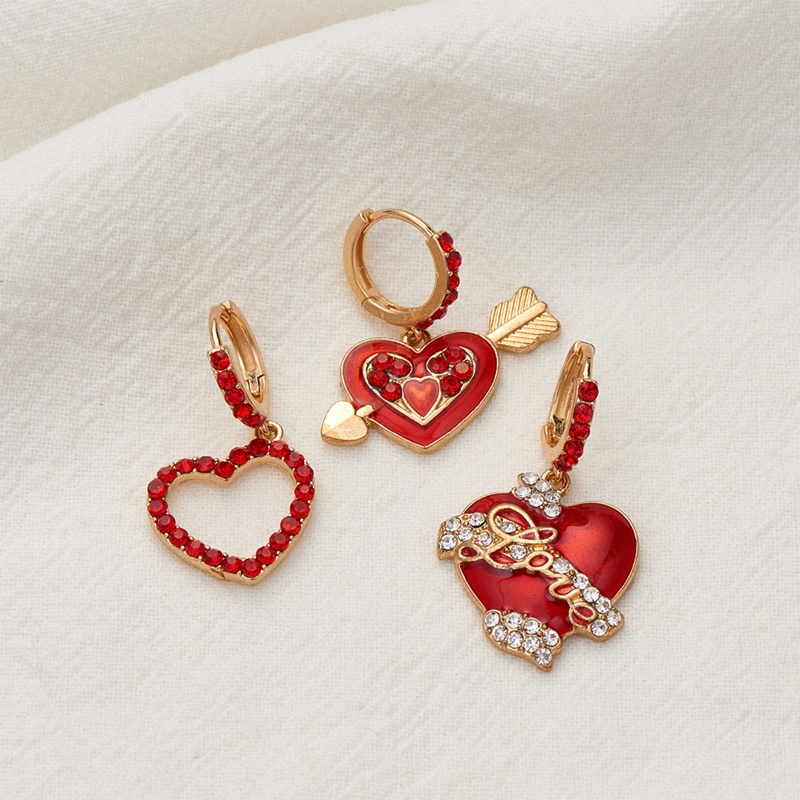 Đôi Khuyên Tai Tròn Đính Đá Hình Trái Tim Thời Trang Cho Nữ