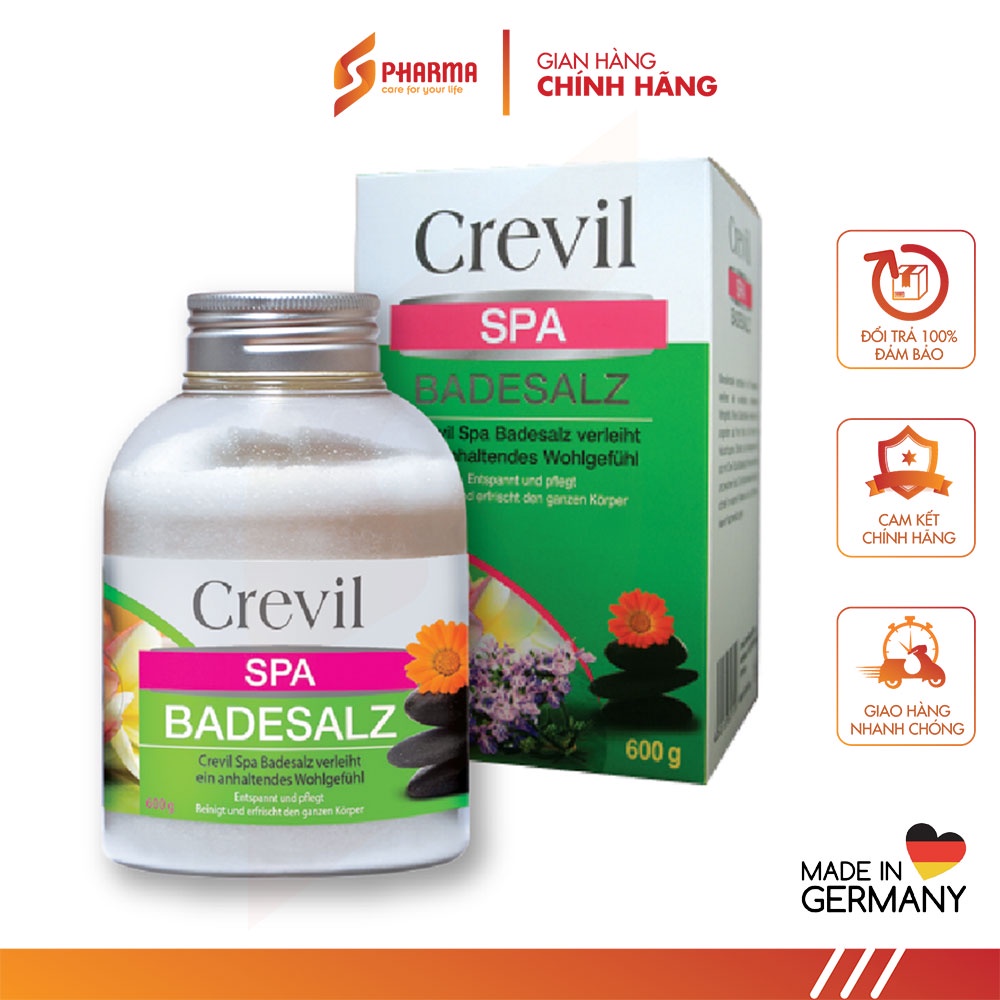 CREVIL SPA BADESALZ 600G - Muối tắm làm đẹp da, sạch mụn, tẩy da chết, nhập khẩu Đức