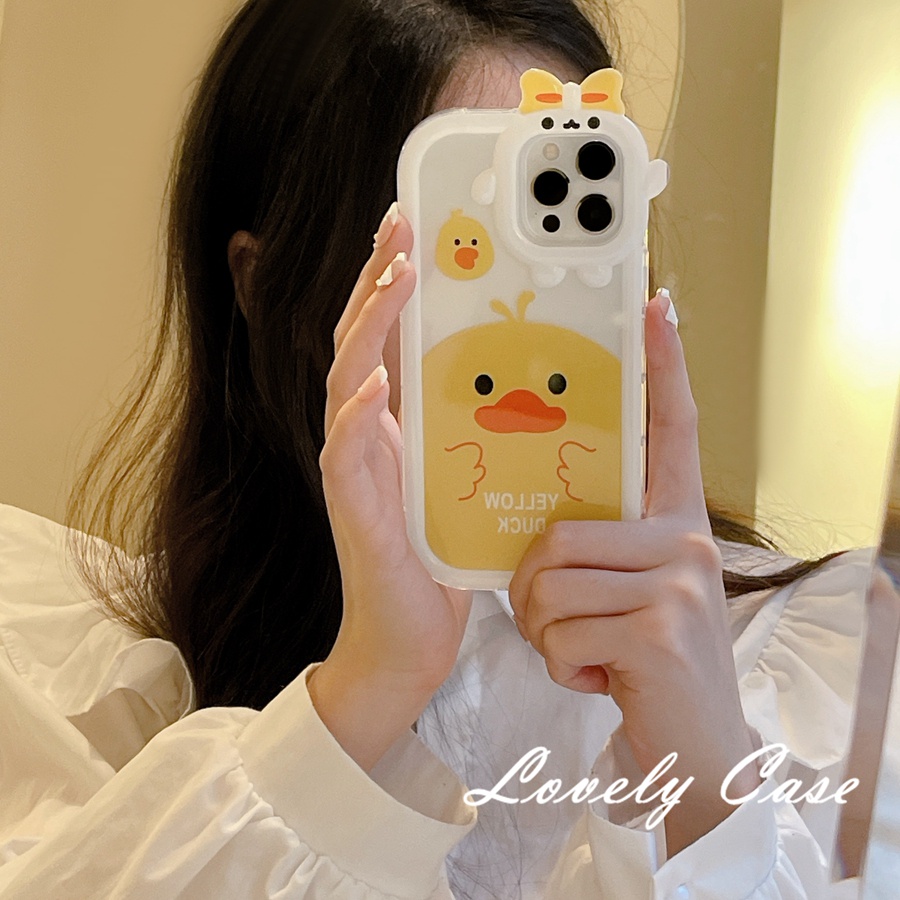 IPhone 14 13 12 11 Pro Max SE 2020 X Xr Xs Max 8 7 PlusỐp Điện Thoại Mềm Trong Suốt Họa Tiết Chú Vịt Vàng Cho