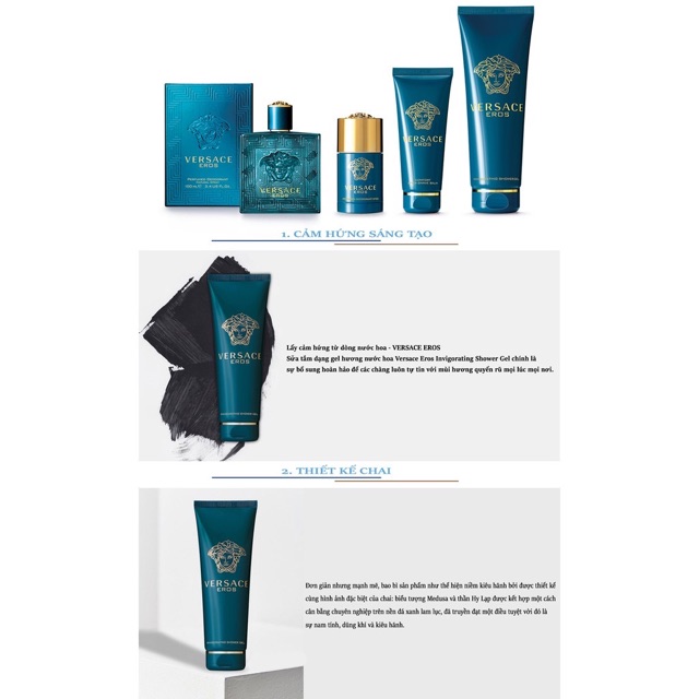 Sữa tắm Versace Eros Invigorating Shower Gel 250ml 740027 Full seal
