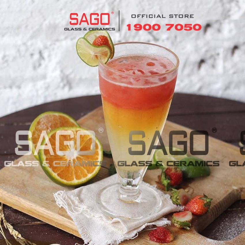 Hộp 06 Ly Alaska Soda Sọc Đế Bằng 300ml