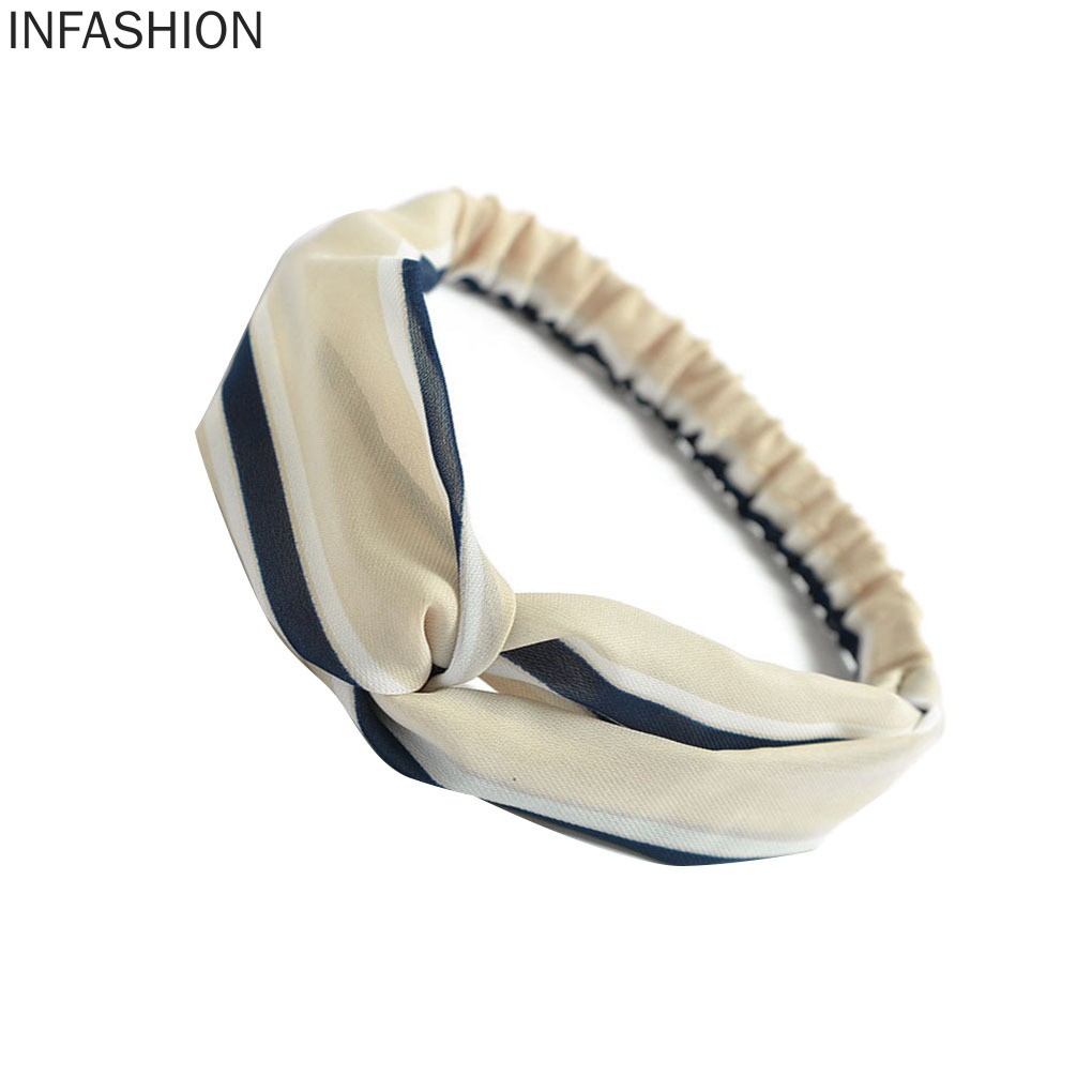 Băng Đô Co Giãn Họa Tiết Kẻ Sọc Cho Nữ