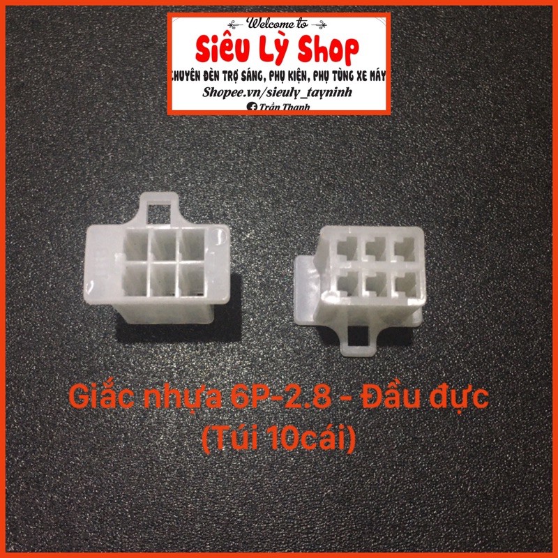 Giắc nhựa xe máy 6P-2.8 - Đầu đực (Túi 10cái)