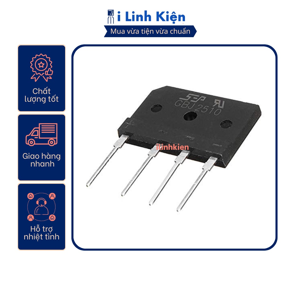 GBJ2510 Diode cầu 25A 1000V chính hãng SEB Đài Loan