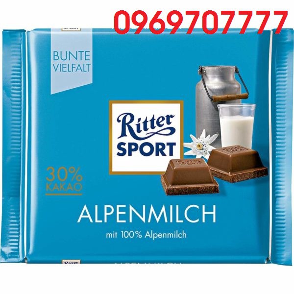 Chocolate Ritter Sport Alpenmilch vị Sữa 100gr (Milk Choco)