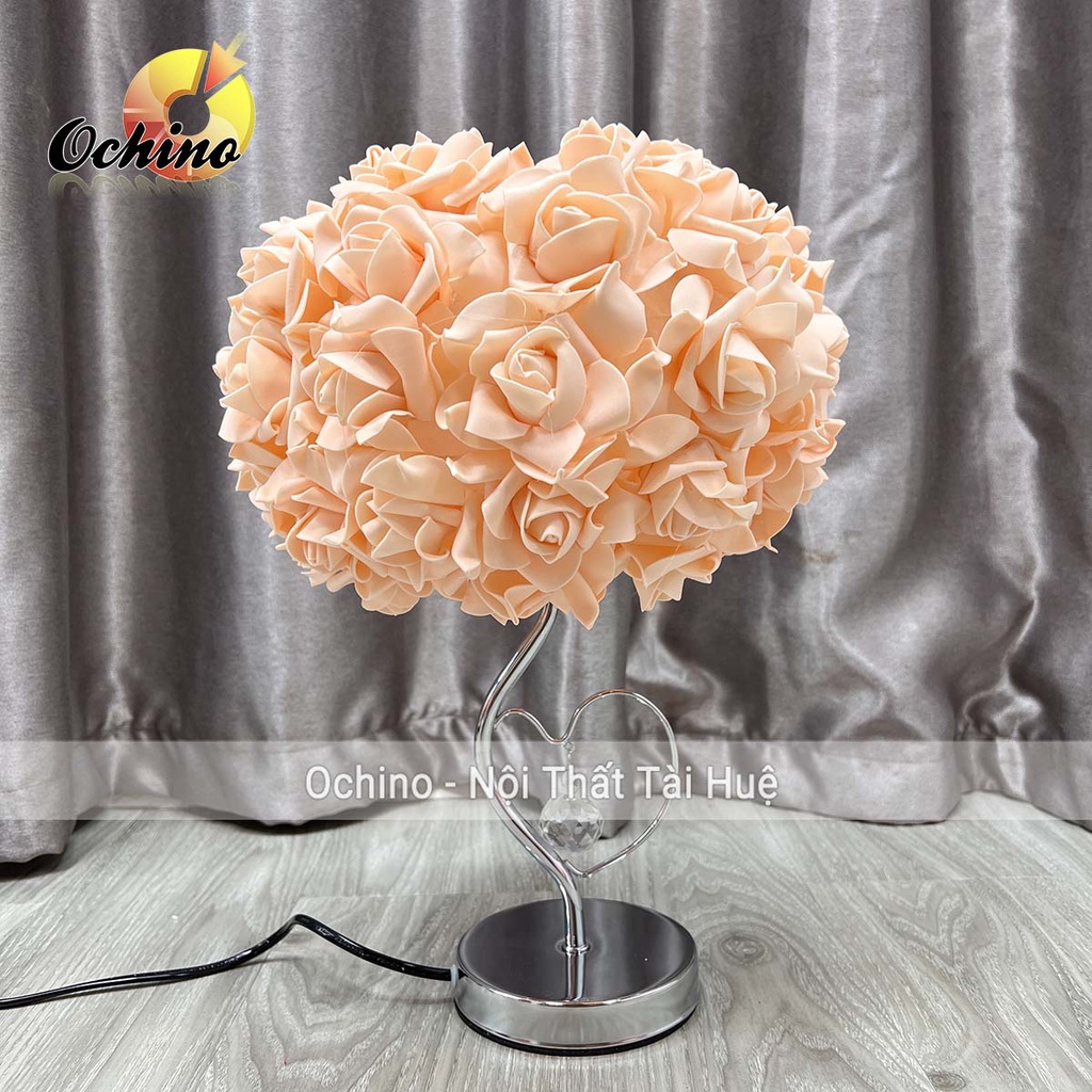 Đèn Ngủ Hoa Hồng Để Bàn Cao Cấp Hoa Hồng HÌnh Tròn Chân Tim Cực Đẹp Và Sang Trọng dùng Trang Trí Phòng ngủ, Phòng Cưới