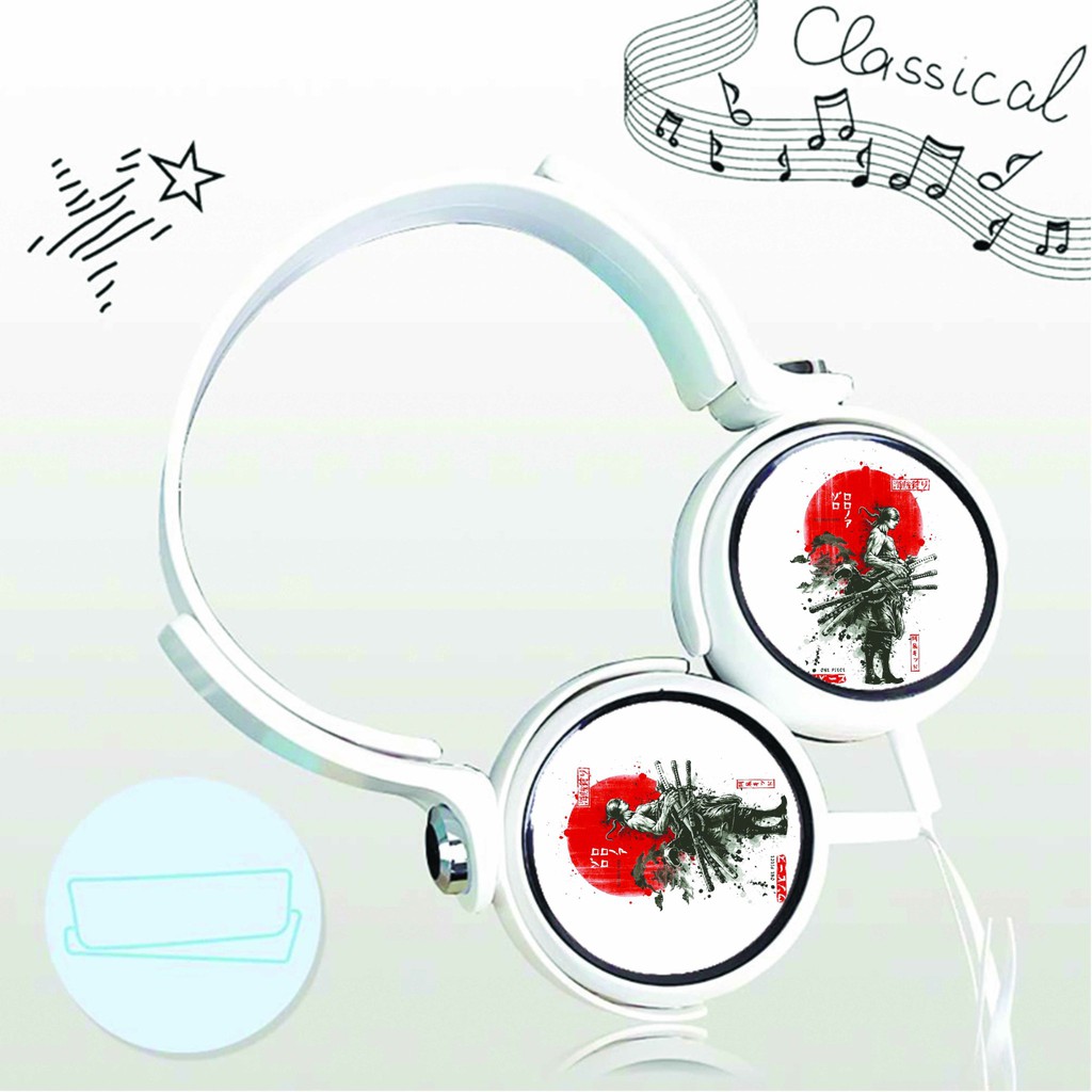 Tai nghe chụp Zoro thiết kế thông minh cá tính cắm dây có mic chibi