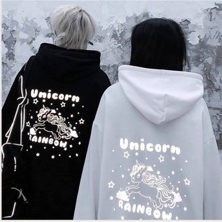 HDPQ - Áo khoác hoodie phản quang nỉ bông mẫu unicorn