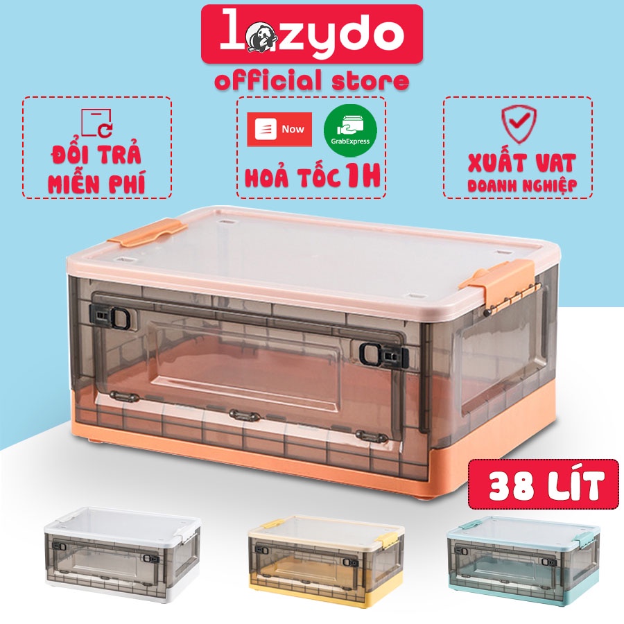 Hộp Nhựa 38 Lít Lazydo Đựng Đồ Đa Năng (Quần Áo, Đồ Chơi, Sách Vở) Gấp Gọn Có Nắp Đậy Kín Cao Cấp (VM02)