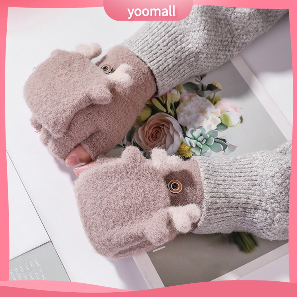 Yomall♡ 1 Đôi Găng Tay Lông Nhung Hở Ngón Màu Sắc Thời Trang