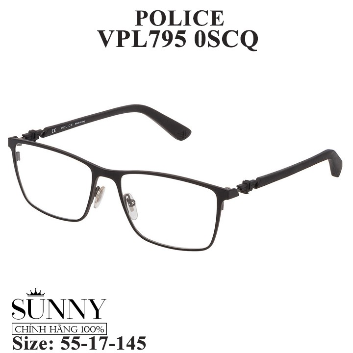 Gọng kính thời trang chính hãng Police VPL795, thiết kế dễ đeo bảo vệ mắt
