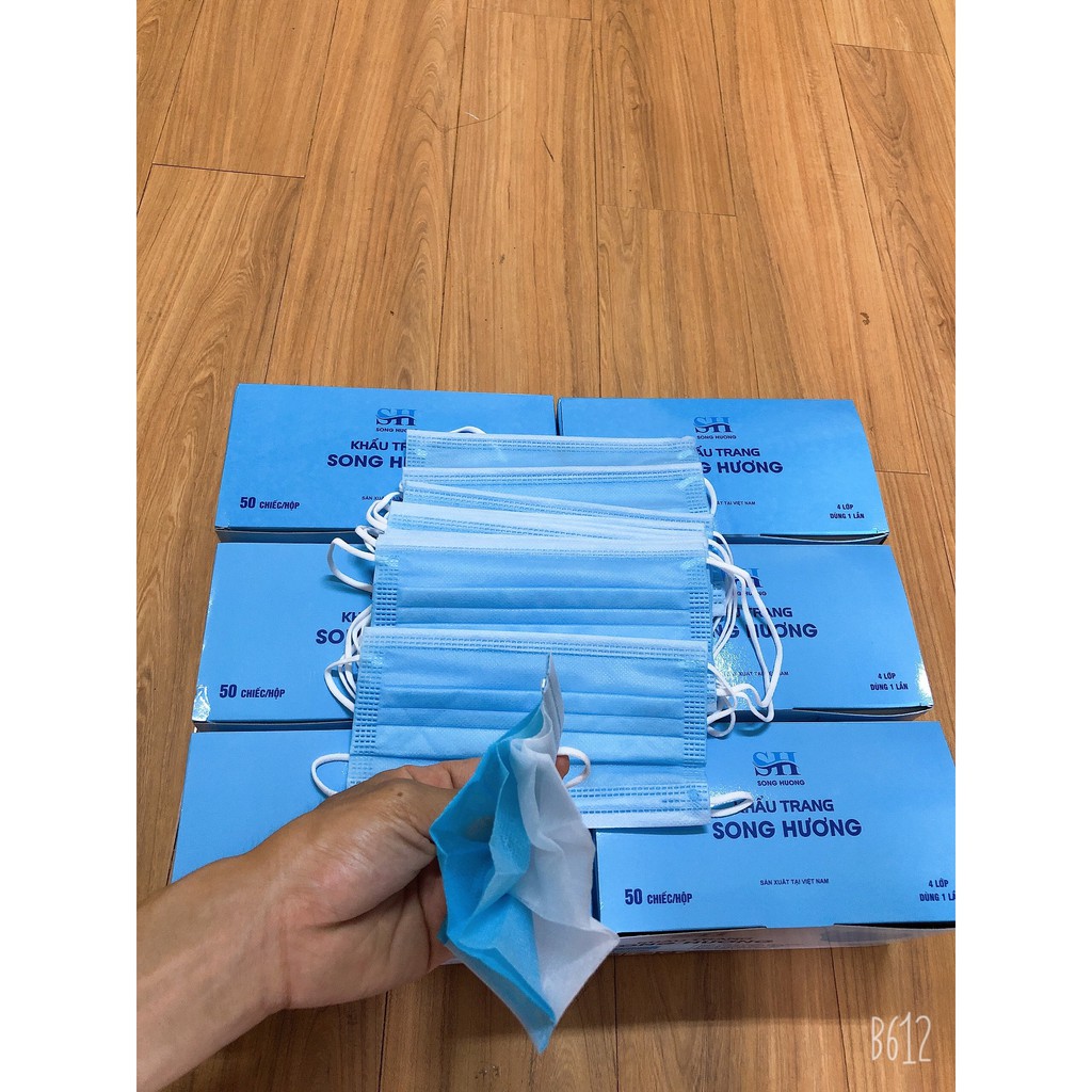 Khẩu Trang Y Tế 4 Lớp, Hộp 50 Chiếc Kháng Khuẩn, xuất xứ rõ ràng, không gây kích ứng da