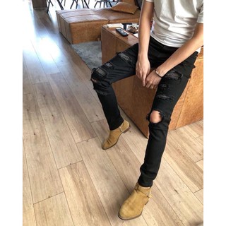 ĐỈNH CAO 𝐂𝐇Ấ𝐓 🌺 SALE ✨ Quần Bò đen rách gối đính đá . . . . . ! new : .