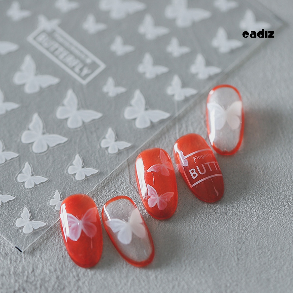 Miếng Dán Trang Trí Móng Tay Hình Bướm Trắng Dễ Sử Dụng Cho Nữ