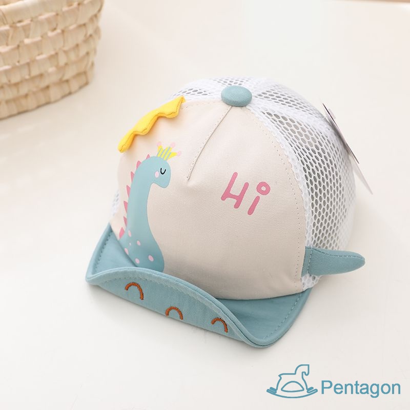 Mũ Lưỡi Trai Vải Lưới Mỏng Mềm Thoáng Khí Hình Khủng Long Hoạt Hình Đáng Yêu Cho Bé