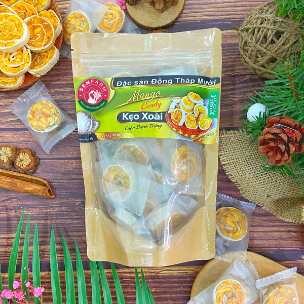 Kẹo Xoài cuộn bánh tráng Senfarm ít đường bịch 250g