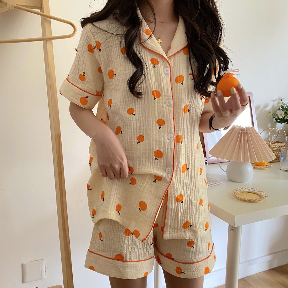 ĐỒ BỘ MẶC NHÀ PIJAMA QUẢ LÊ - Set Đồ Ngủ Tay Cộc Nữ Xinh Xắn