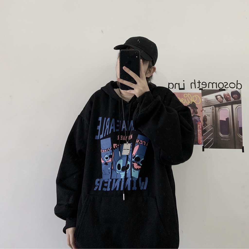 Áo hoodie nỉ bông form rộng phong cách Unisex HD07