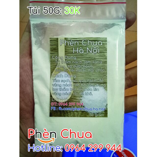 Bột Phèn Chua Hà Nội trị hôi nách, hôi chân túi 50 Gram