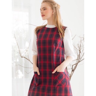 Đầm váy caro đỏ phối trắng (kèm hình thật)