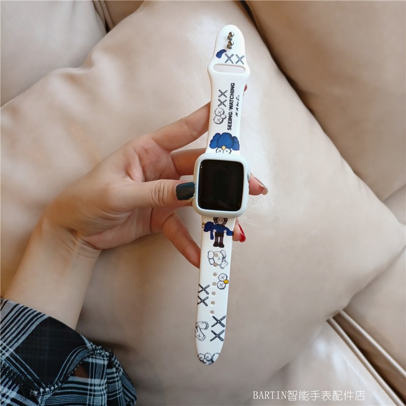 Dây đeo silicon cho đồng hồ Apple Iwatch dòng 6 Se 5 4 3 2 1 cho T500/U78 Plus/T600S/W26/W46/Ft50/F10/Watch 6