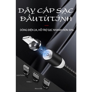 cáp sạc nam châm 3 đầu IP- type c-micro usb dây dù cao cấp