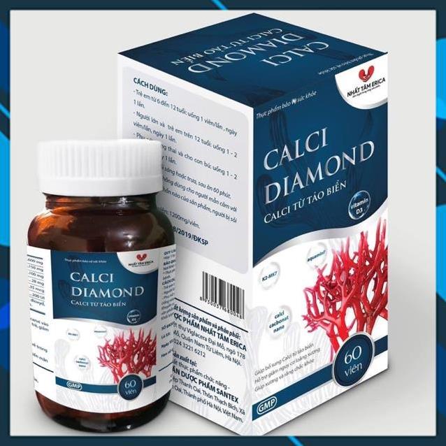 Calci Diamond - canxi nano K2 D3 MK7 aquamin F tảo biển đỏ - canxi cho bà bầu, phòng ngừa loãng xương