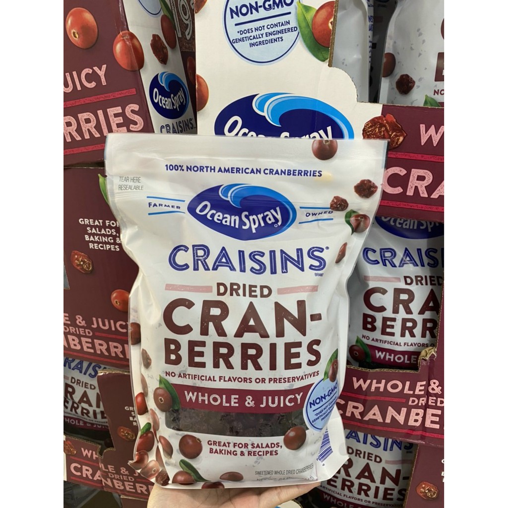 [DATE MỚI] Quả Nam Việt Quất Craisins Sấy Khô Ocean Spray Craisins Whole Dried Cranberries (CHUẨN USA)