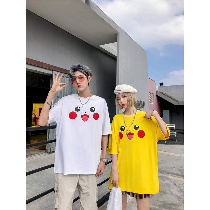 Áo đôi cotton họa tiết pikachu 2 mặt