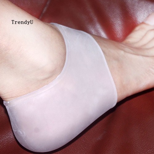 1 cặp vớ đệm gót chân bằng gel silicon giữ ấm bảo vệ da chân chống nứt nẻ
