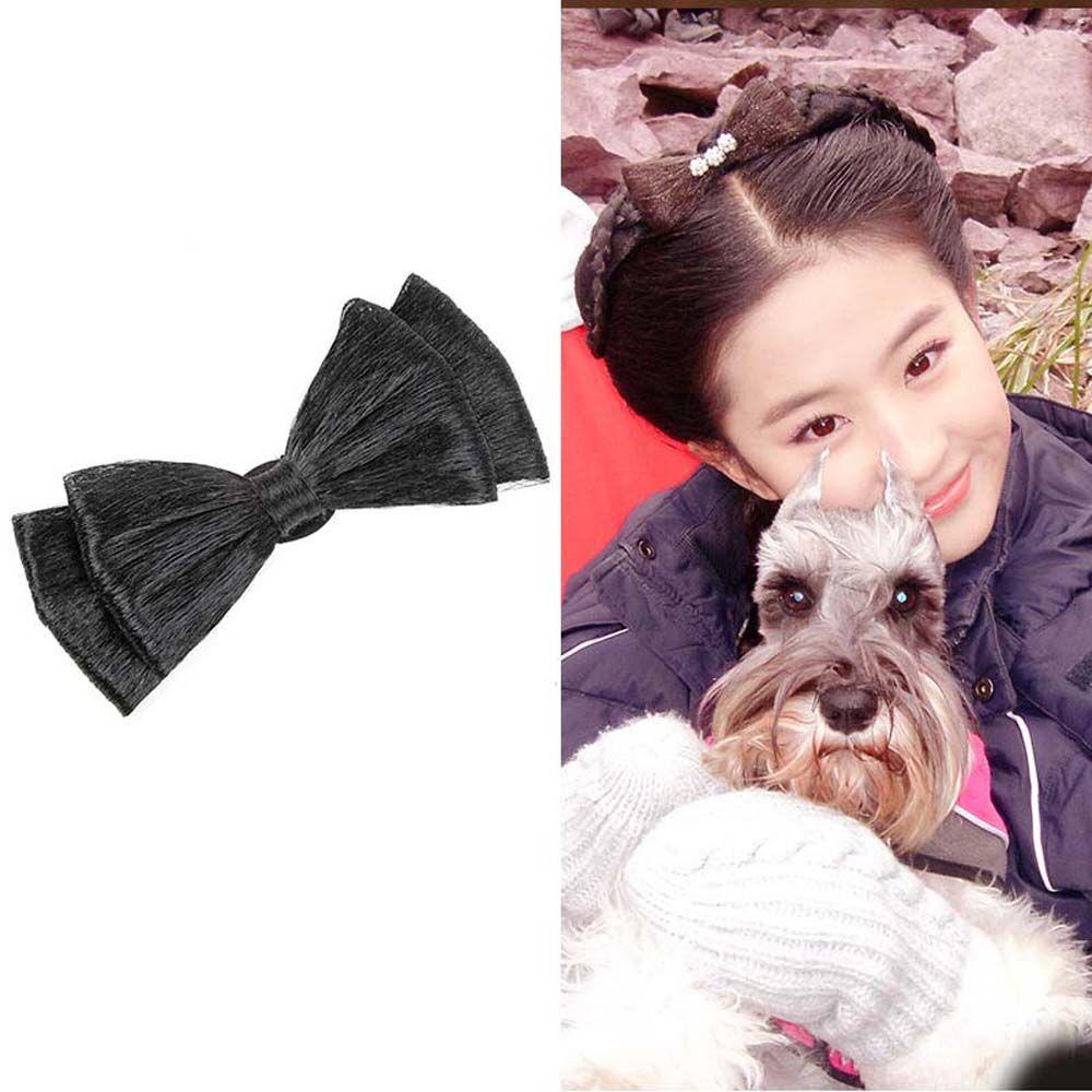 Búi Tóc Giả Màu Đen Đính Nơ Phong Cách Hanfu Cổ Điển Cho Nữ