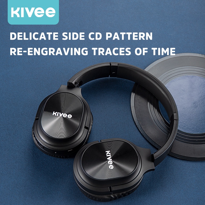Tai nghe Bluetooth ôm đầu KIVEE chất lượng âm thanh sống động hỗ trợ Bluetooth 5.0 cáp DC cắm được phù hợp với điện thoạ