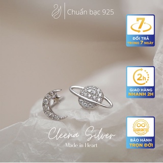 Khuyên tai trái đất mặt trăng bạc 925 Cleena Silver, Bông tai bạc Cleena T09KT160