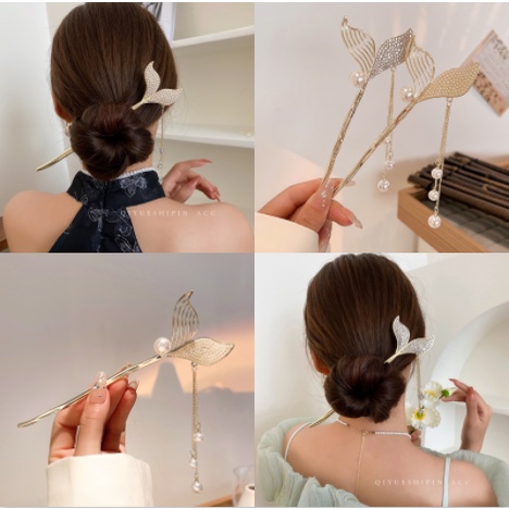 Kẹp Tóc Đuôi Cá Đính Kim Cương Giả Cao Cấp Thời Trang Mới 2022 Cho Cô Dâu