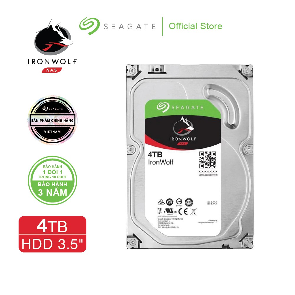 Ổ cứng HDD 3.5" NAS SEAGATE Ironwolf 4TB SATA 5900RPM_ST4000VN008