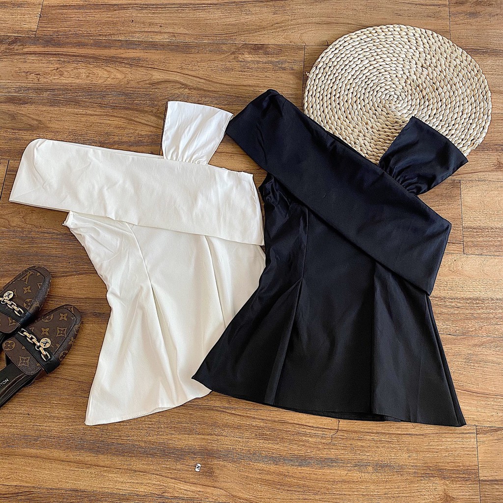 Áo Kiểu Jesi Top màu trắng và đen - chất vải dày dặn dễ mặc from chuẩn , áo hở vai quyến rũ xoè nhẹ đuôi áo