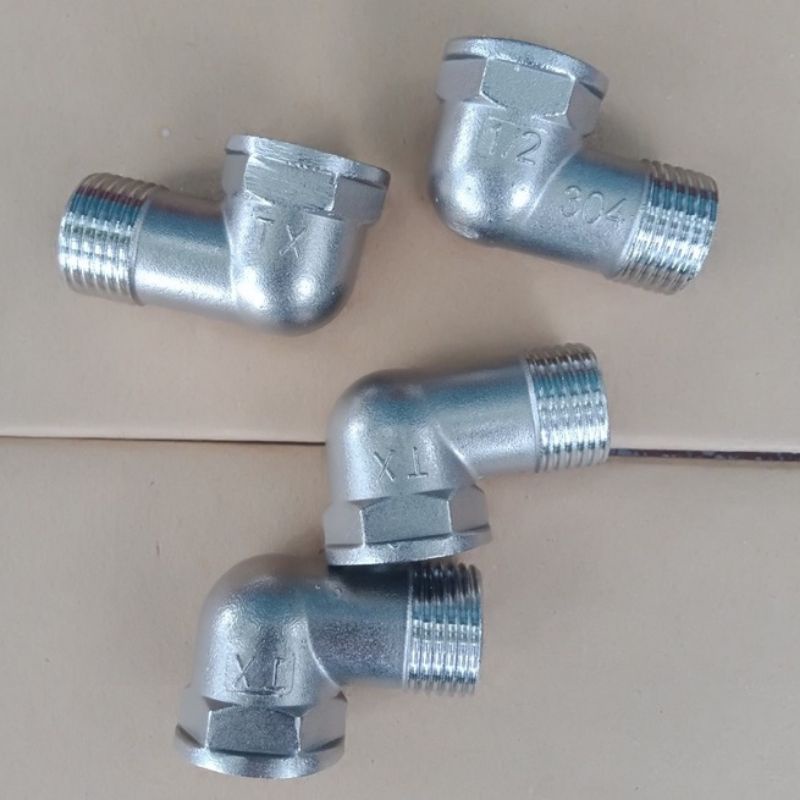 CO VUÔNG INOX ⚡️ XẢ KHO ⚡️ - CÚT ( CO ) INOX NỐI VUÔNG 1 ĐẦU REN NGOÀI RA 1 ĐẦU REN TRONG 21 - CO CÚT LỌC NƯỚC