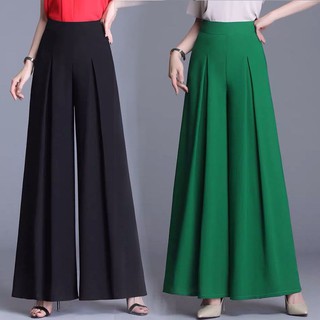 Quần chiffon ống rộng xếp ly lưng cao size m-4xl