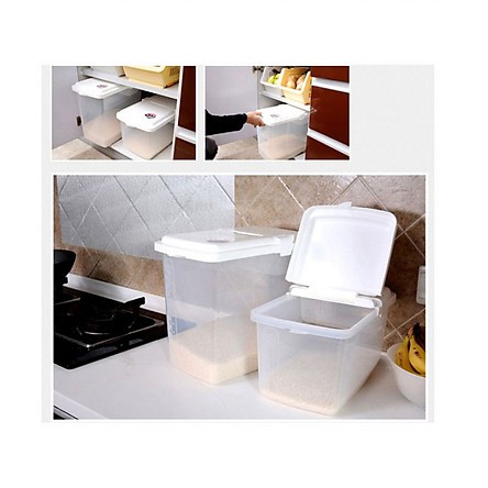 [Hỏa Tốc HN] Thùng Đựng Gạo Inomata 10kg Nắp Bật Có Bánh Xe Kèm Ca Đong Nội Địa Nhật Bản
