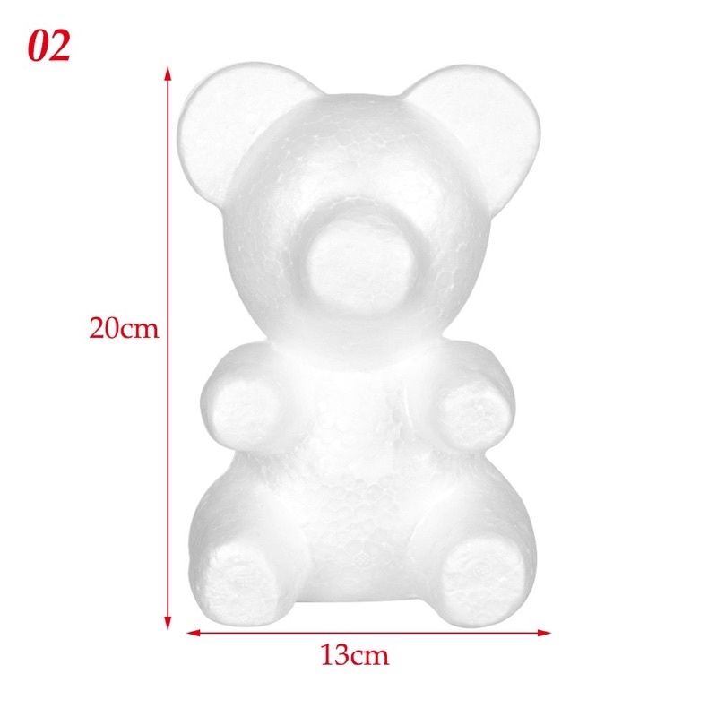 Phôi gấu xốp 20cm ,set 100 hoa hồng xốp gắn trang trí.