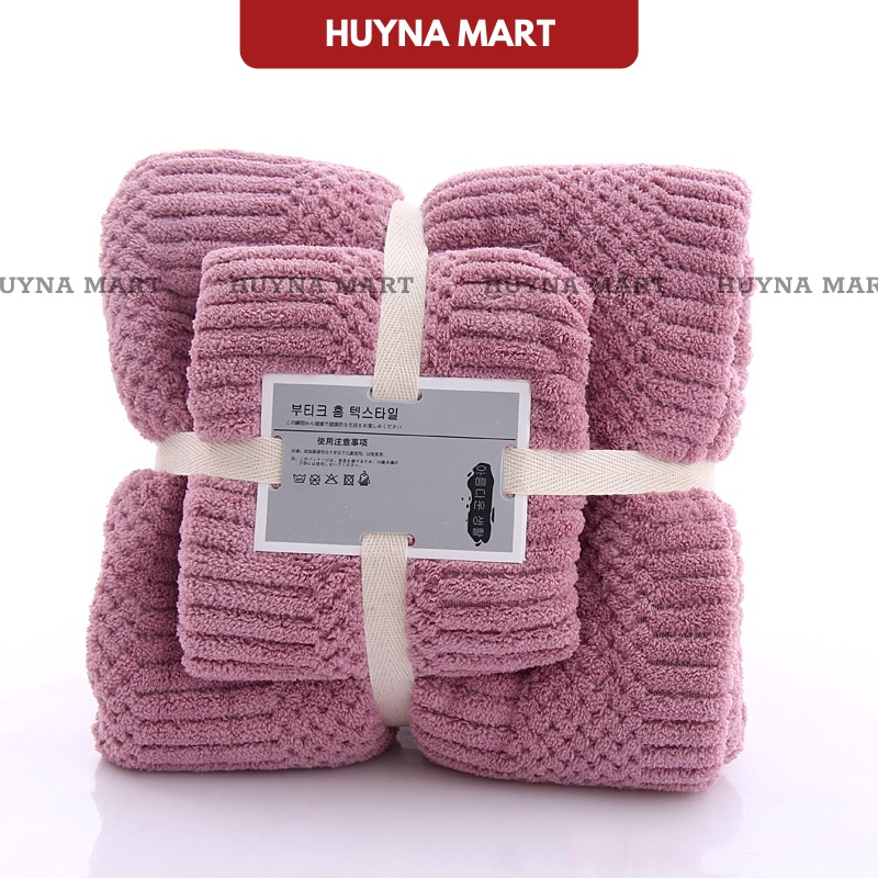 Set 2 Khăn Tắm Lông Cừu Xuất Hàn Cỡ Lớn Siêu Mềm Mịn Thấm Hút Nước Mới HUYNA MART NT09