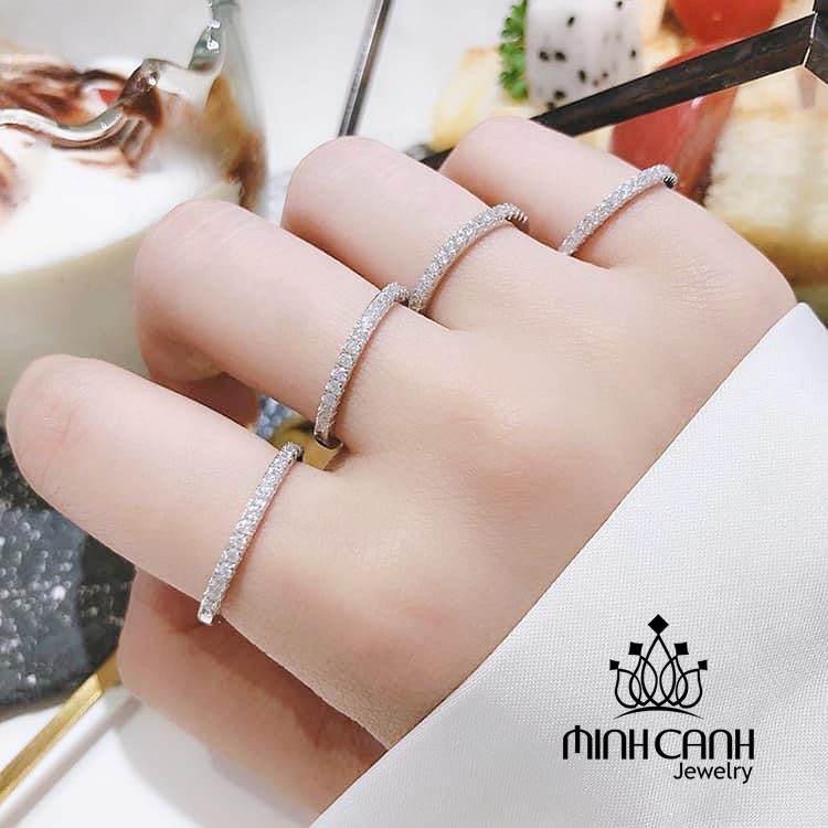 Nhẫn Bạc Nữ Minh Canh Jewelry - 1 Hàng Đá Tròn Xinh Xắn