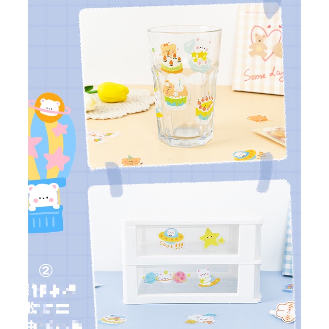 [Hàng mới về] Set nhãn dán Sticker Gấu Thỏ dễ thương