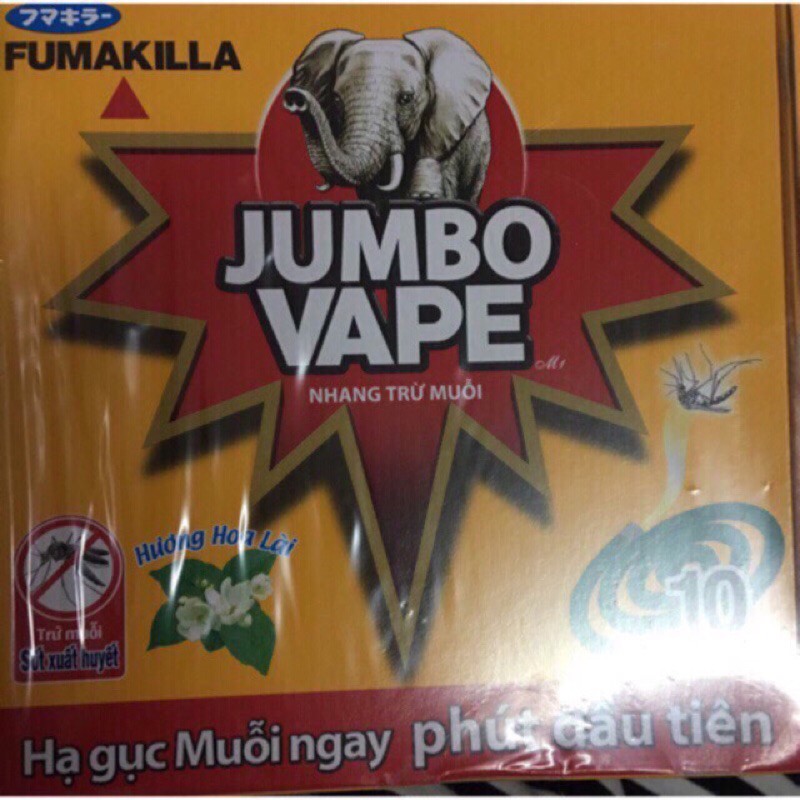 Nhang muỗi Jumbo Vape & raid hộp 10 khoanh hsd nhập liên tục giao ngẫu nhiên