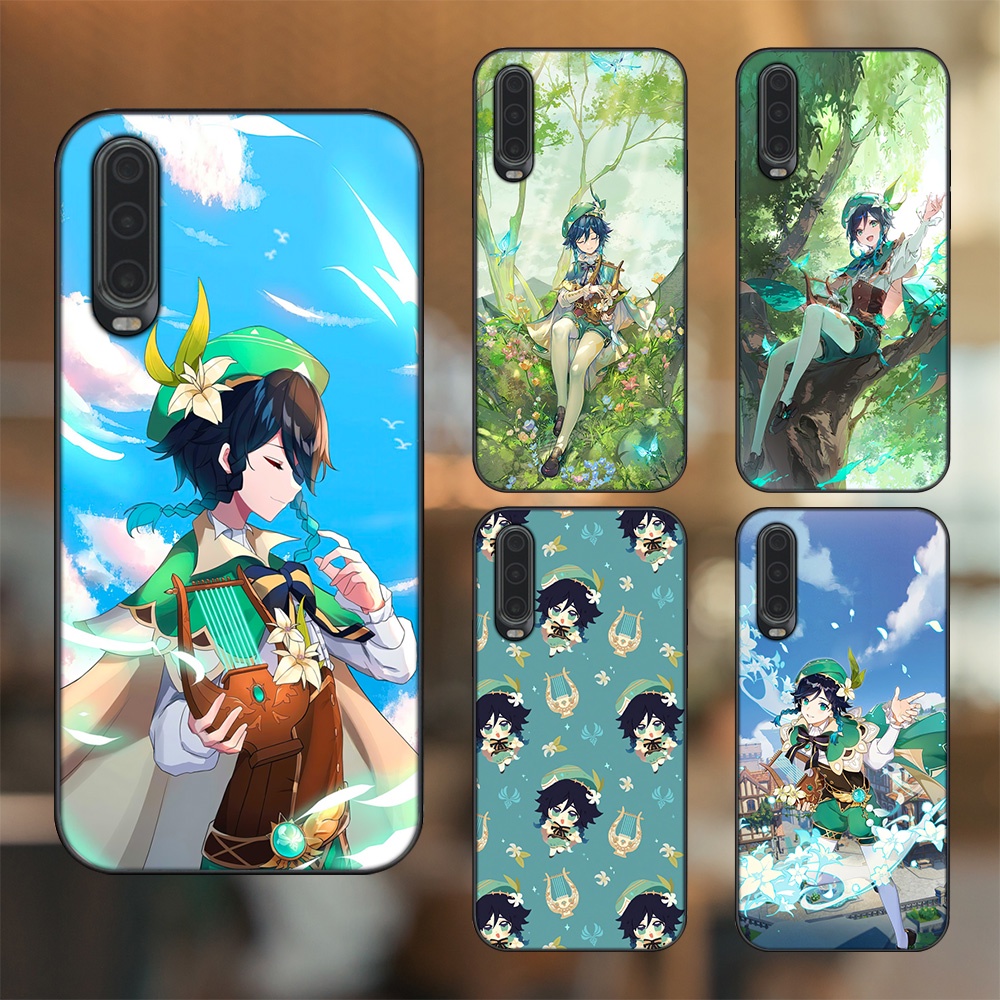 Ốp lưng Huawei P30 viền đen in hình Venti Genshin Impact