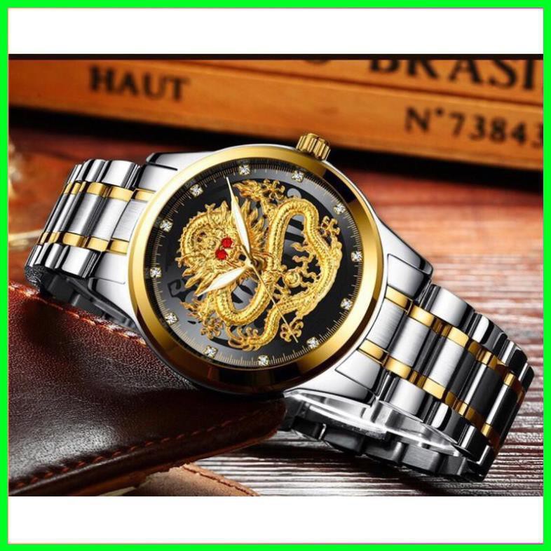 ĐỒNG HỒ NAM MẶT RỒNG 3D MẮT ĐỎ CỰC ĐẸP  TẶNG KÈM HỘP VÀ PIN DỰ PHÒNG  [ Đồng Hồ Nam Cao Cấp] | BigBuy360 - bigbuy360.vn